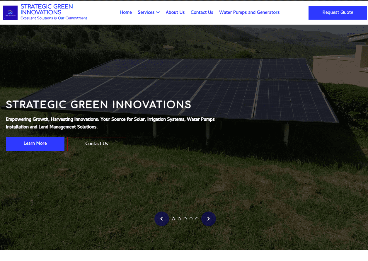 Image of strategic green innovations company website homepage