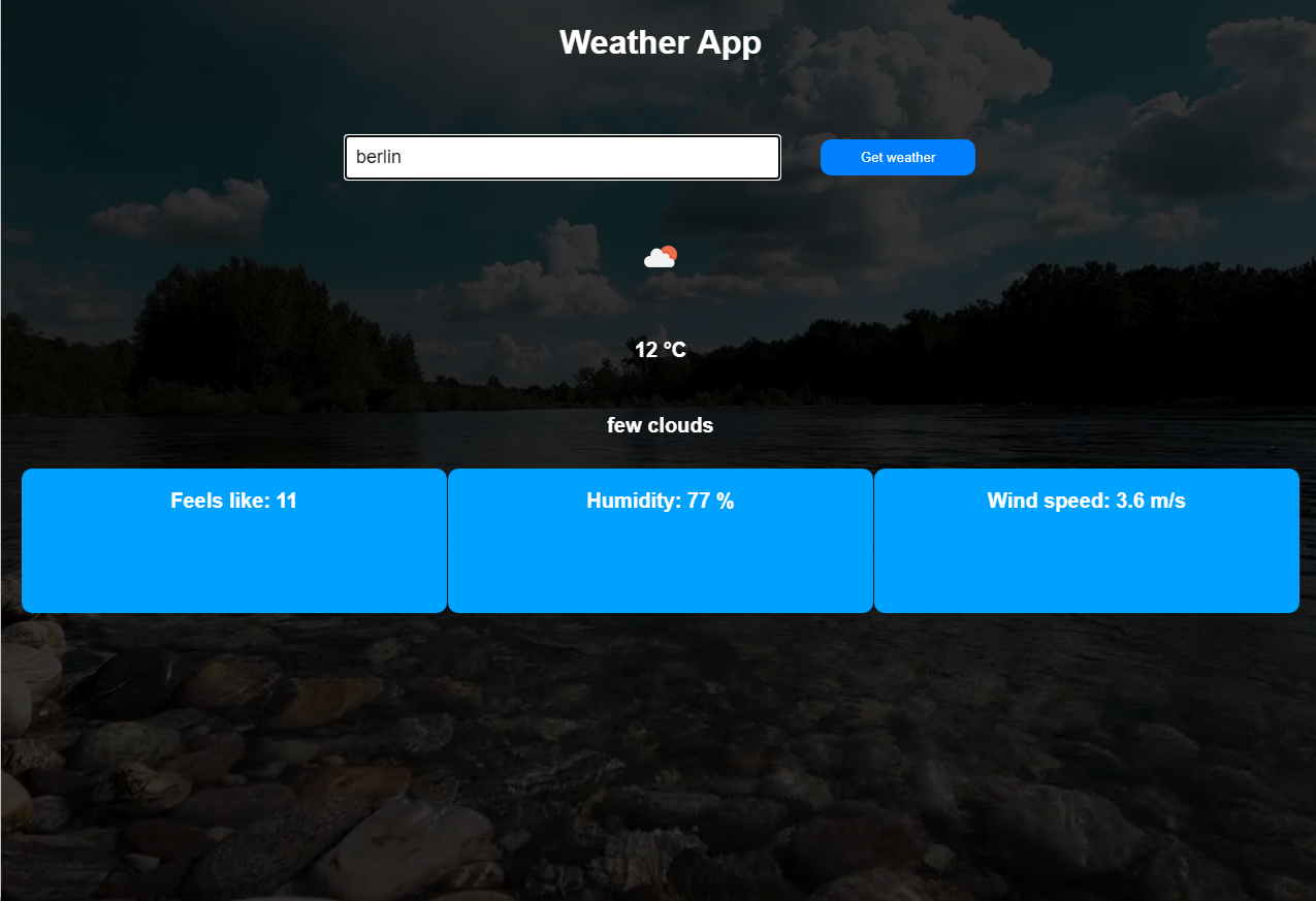 Weather app with HTML, CSS and JavaScript templates - By Meshack Locho