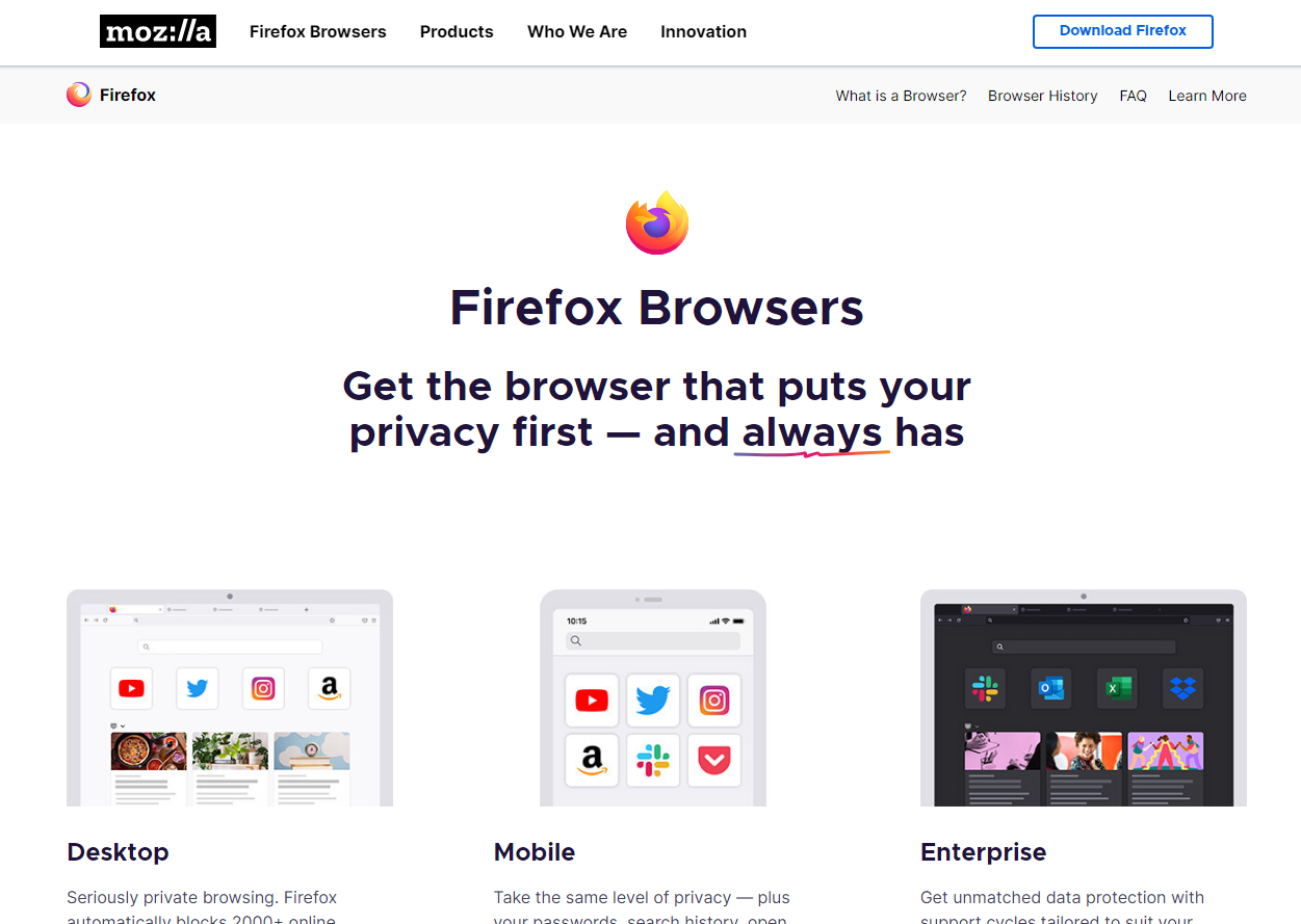 image showing mozilla firefox's website homepage