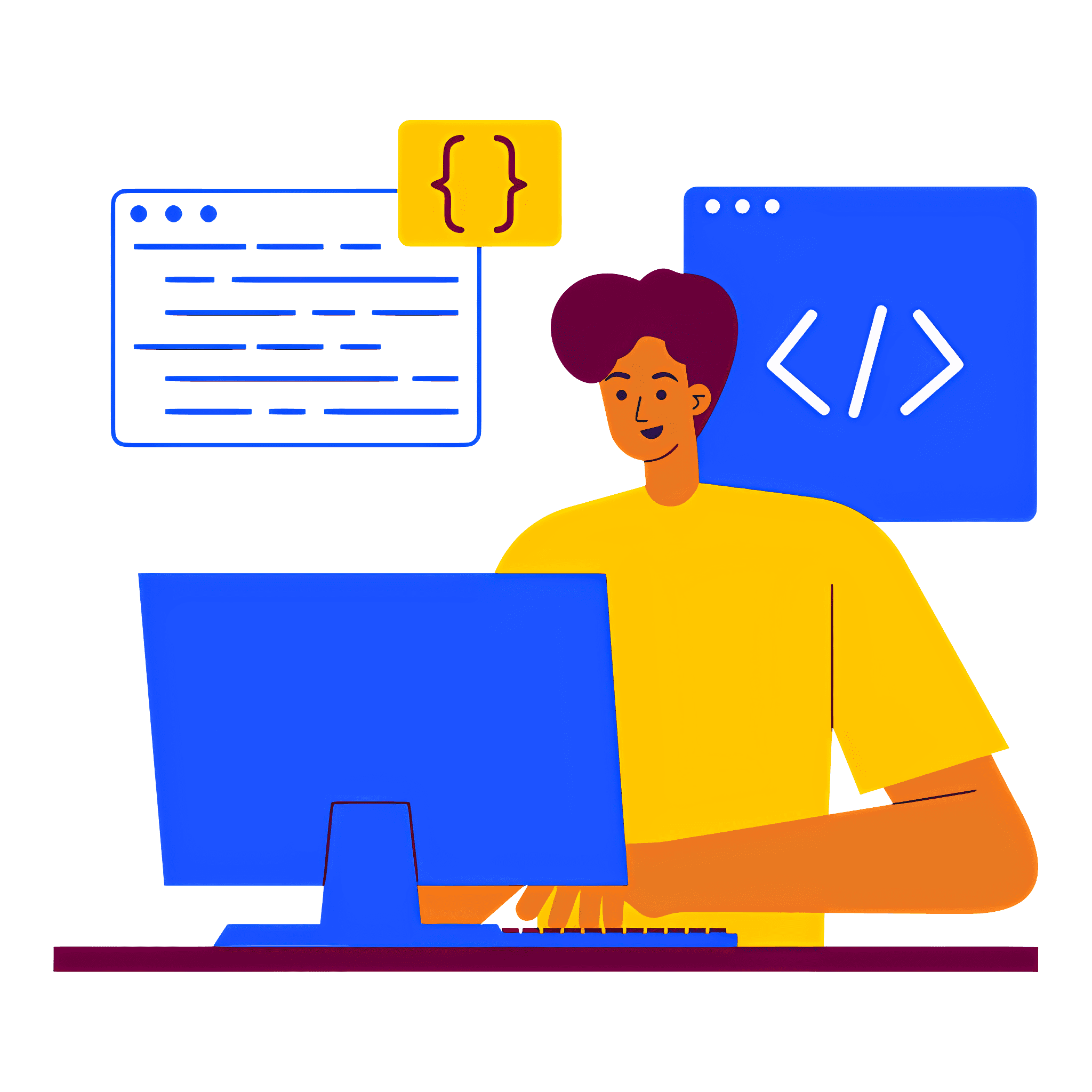 A cartoon illustration of a web developer