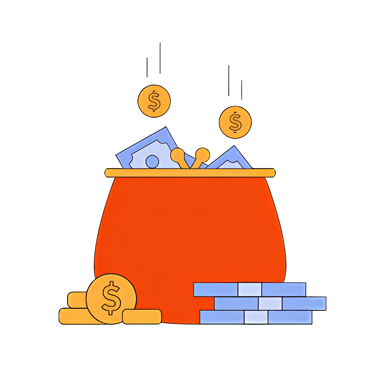 an orange pot of money earned from delivering services with BusinessBuzzer