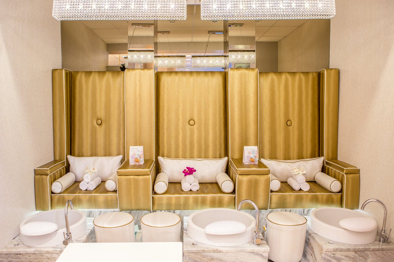 chairs customers sit on while getting a pedicure